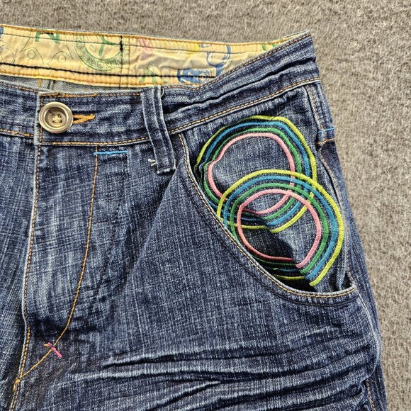 Notorious BIG Jeans Mens 34x33 Blue Embroidered Denim Hip Hop Baggy Skate - Picture 6 of 13